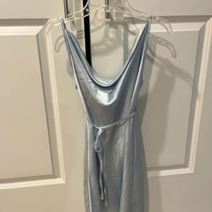 Paiva Satin Slip Dress Powder Blue